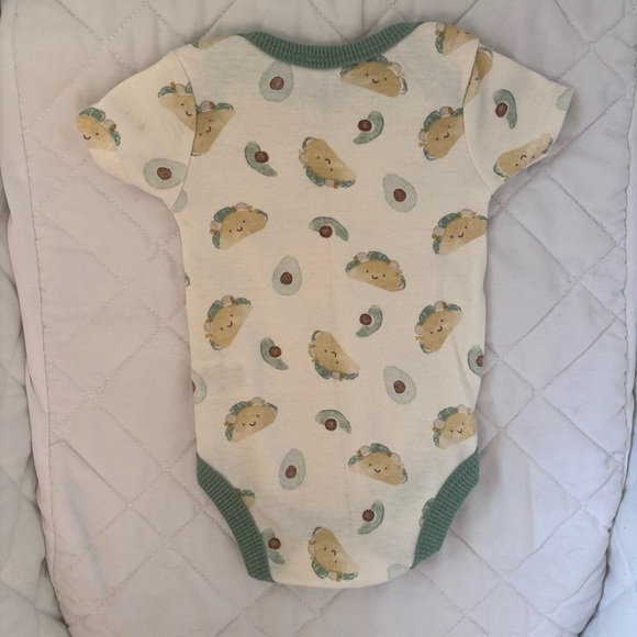 ⭒ 3-6M Kyle & Deena New York Avocado Taco Bodysuit Pastel Unisex Green Trim ⭒ - Picture 5 of 8